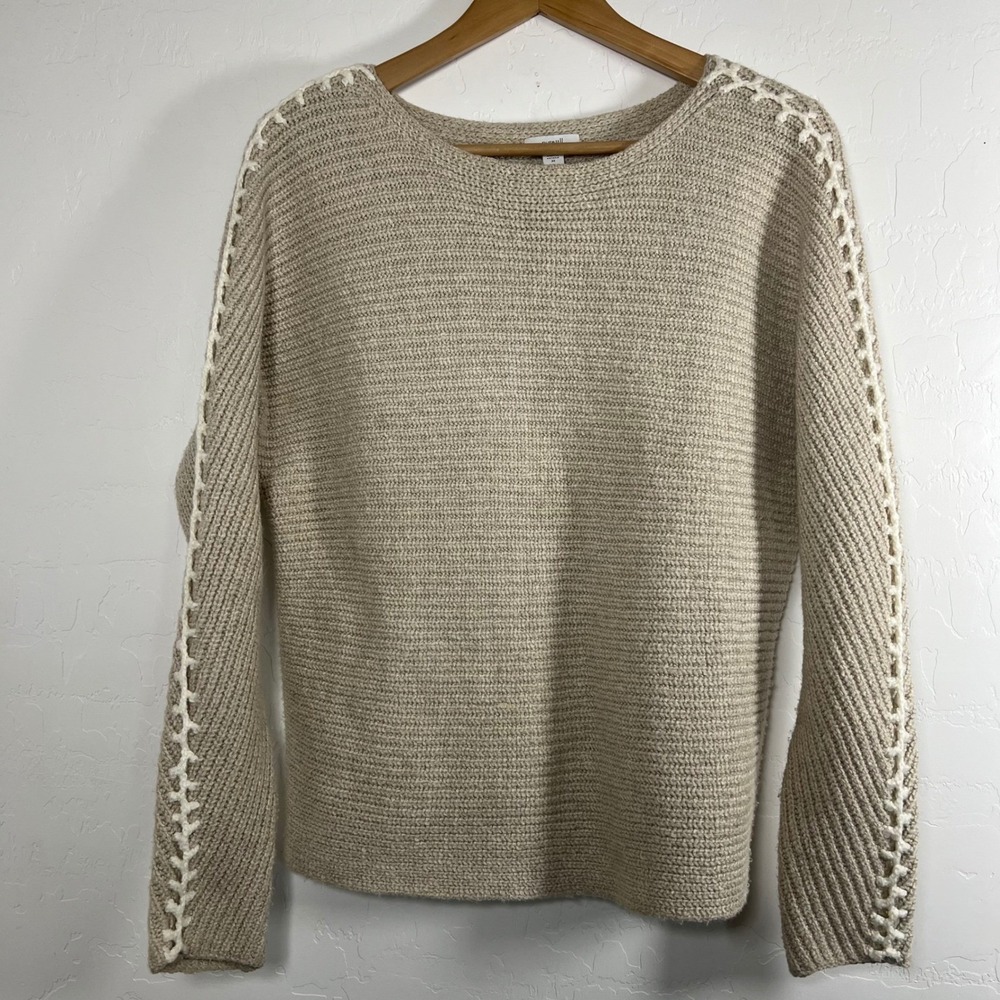 Pure Jill J. Jill Sweater size XS Beige Cotton Blend Whipstitch Detail Pullover